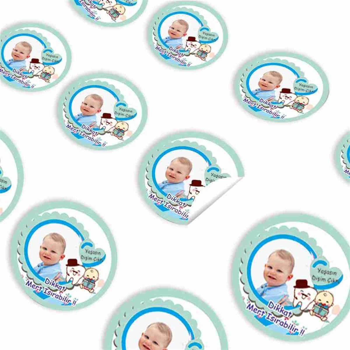 Diş Buğdayı Bıyıklı Şapkalı Diş Sticker 30 Adet 
