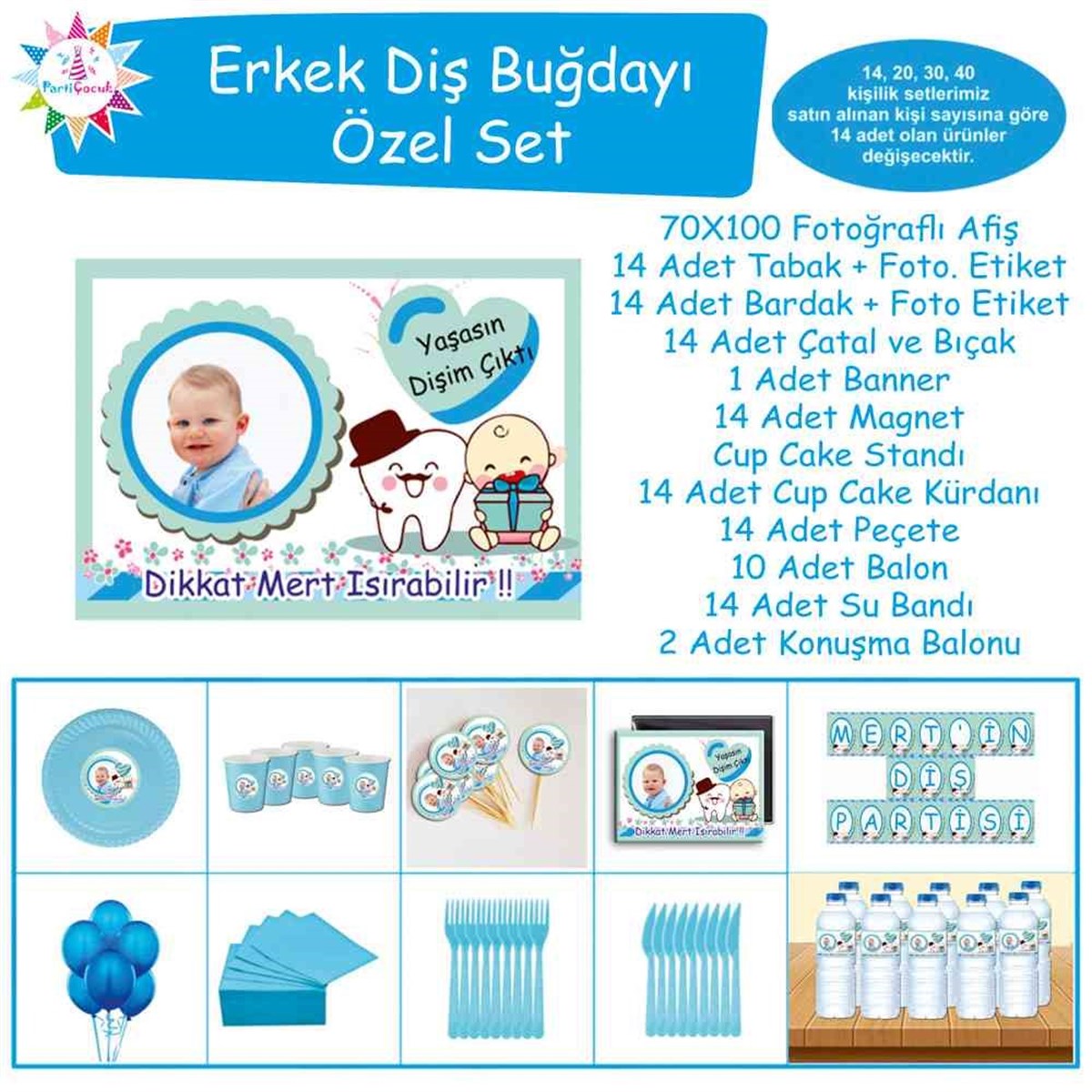 Diş Buğdayı Bıyıklı Şapkalı Özel Set 