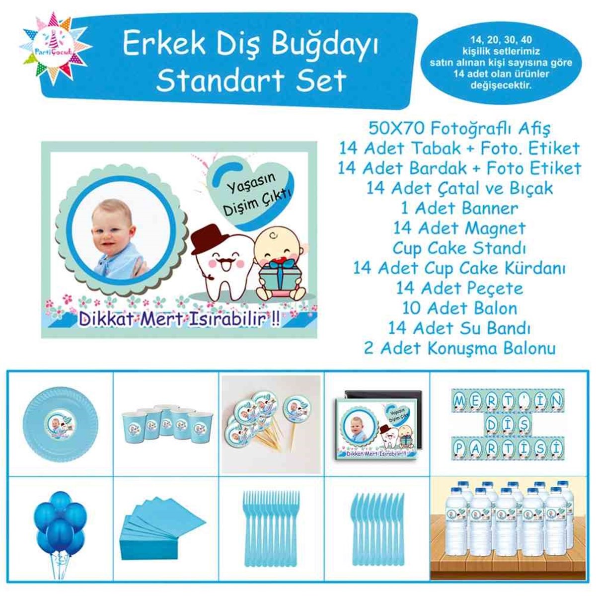 Diş Buğdayı Bıyıklı Şapkalı Standart Set 