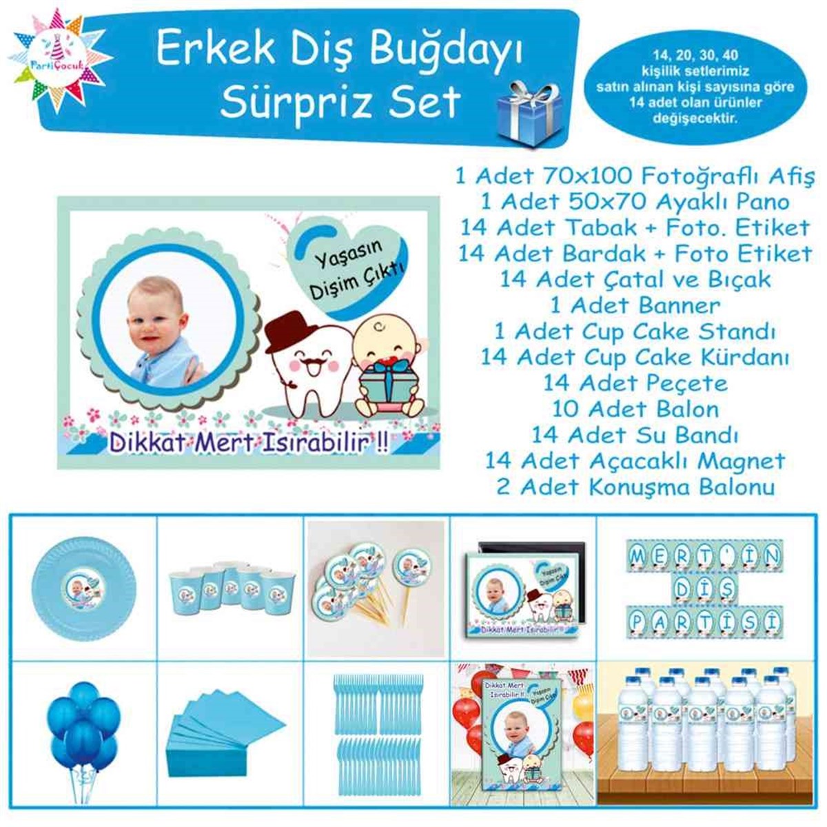 Diş Buğdayı Bıyıklı Şapkalı Süpriz Set 