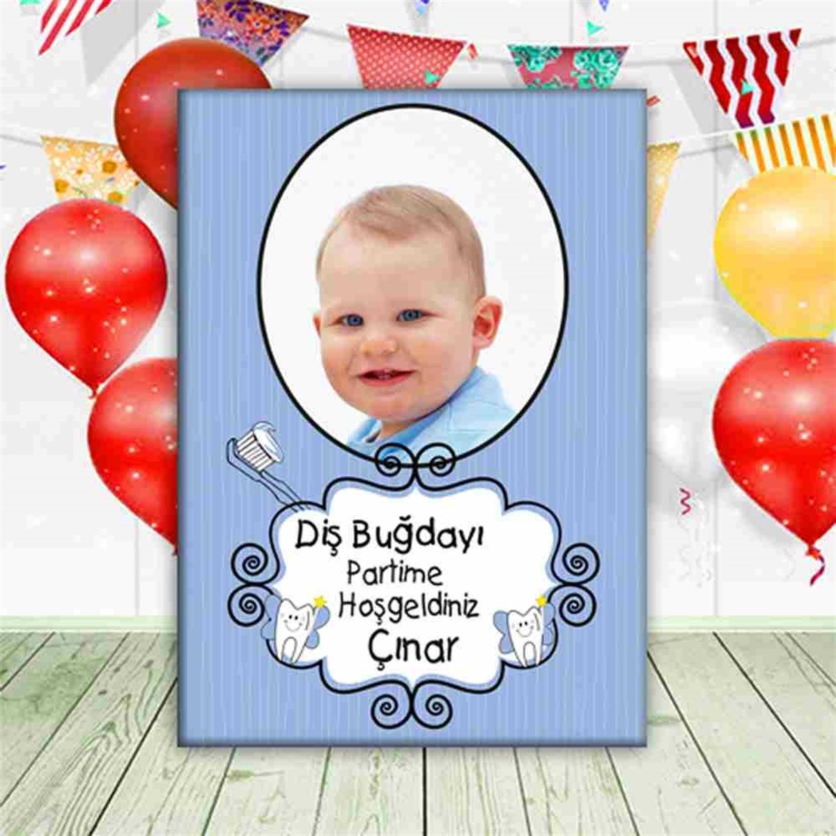 Diş Buğdayı Diş fırçalı Mavi Parti Ayaklı Pano 