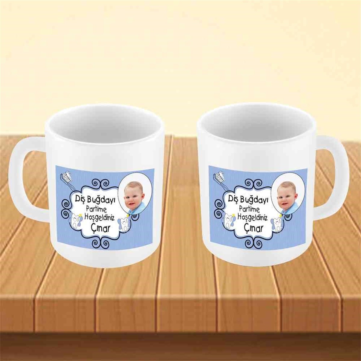 Diş Buğdayı Diş fırçalı Mavi Parti Kupa Bardak Mug  