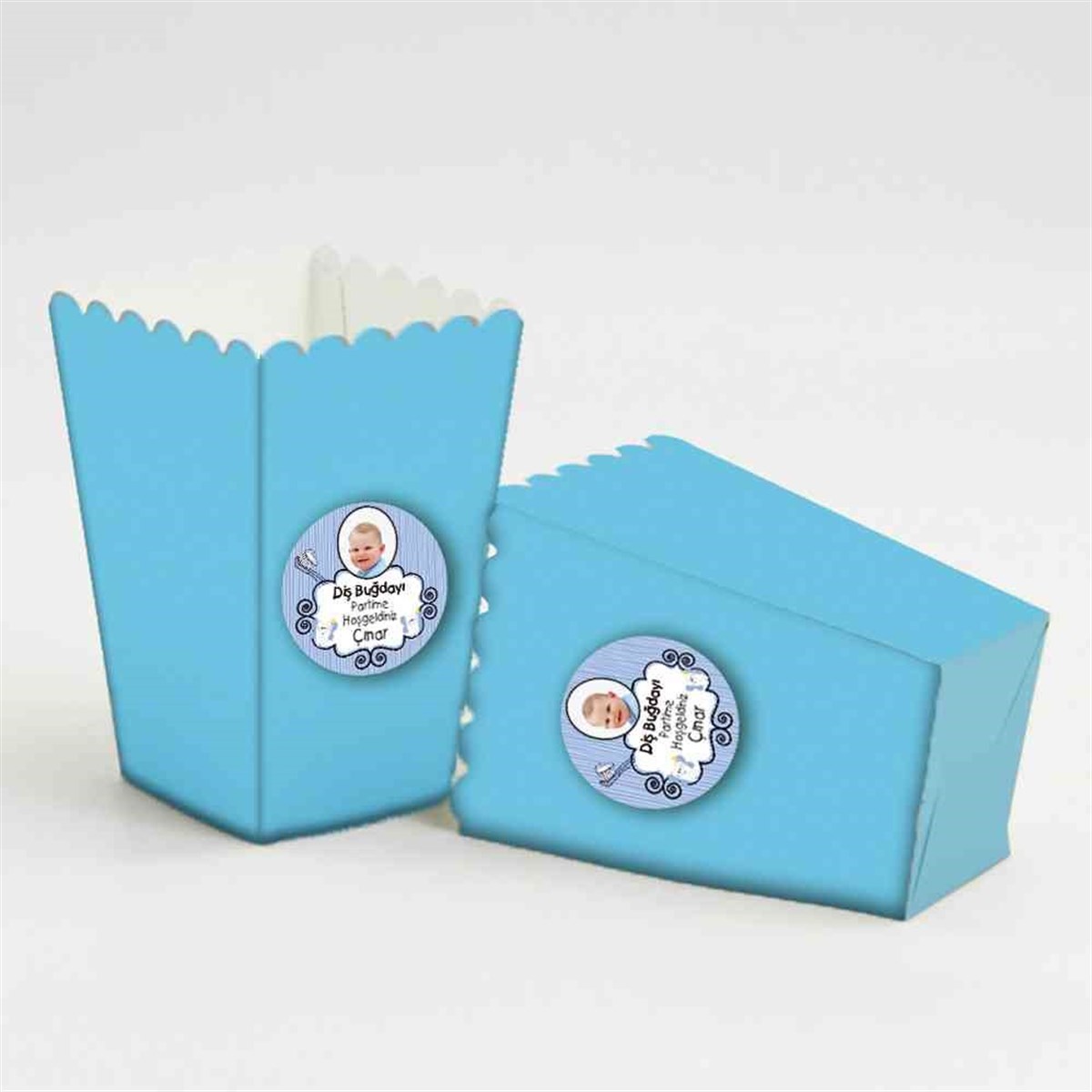 Diş Buğdayı Diş fırçalı Mavi Parti Popcorn Kutusu 10 Adet  