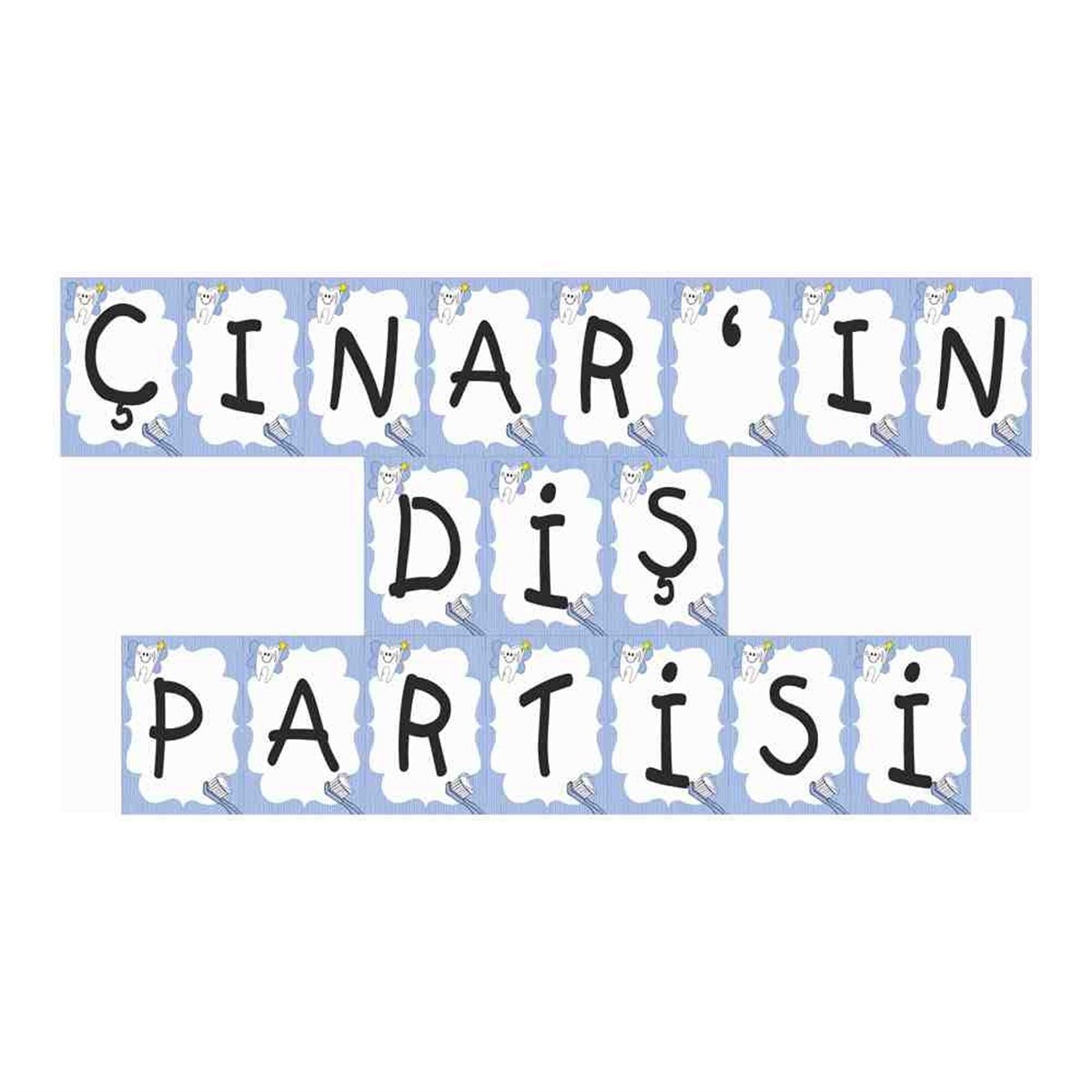 Diş Buğdayı Diş fırçalı Mavi Parti Seti Harf Banner 