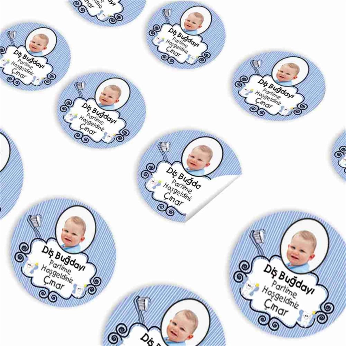 Diş Buğdayı Diş fırçalı Mavi Parti Sticker 30 Adet 