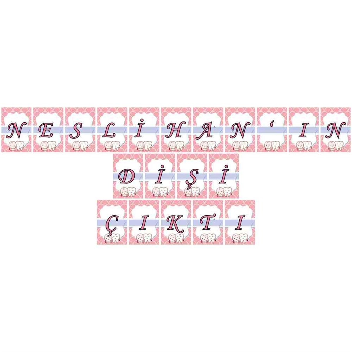 Diş Buğdayı Diş ve çocuk Pembe Parti Harf Banner 