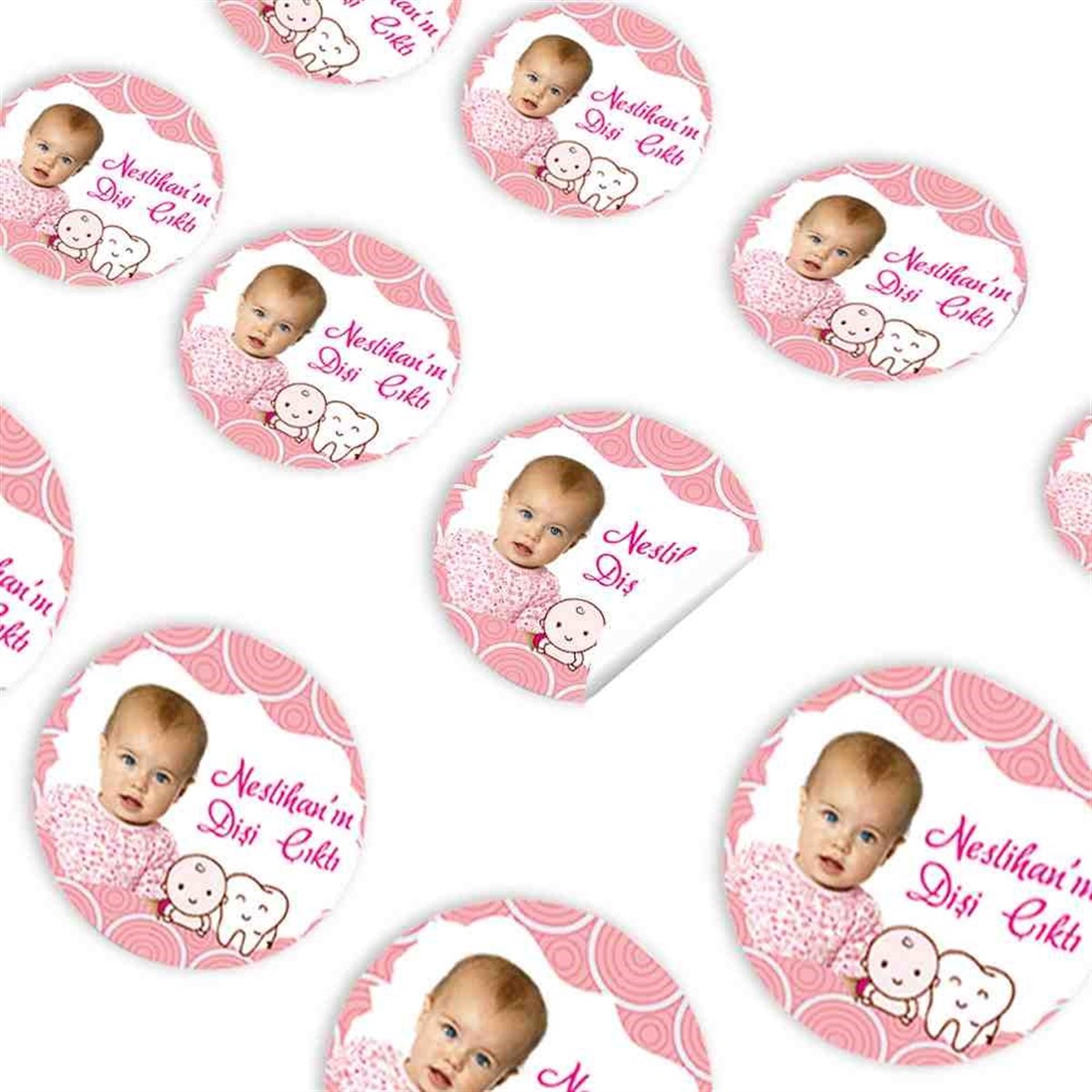Diş Buğdayı Diş ve çocuk Pembe Parti Sticker 30 Adet 