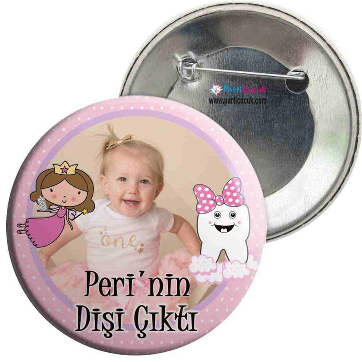 Diş Buğdayı Fiyonklu Pembe Diş İğneli Rozet 