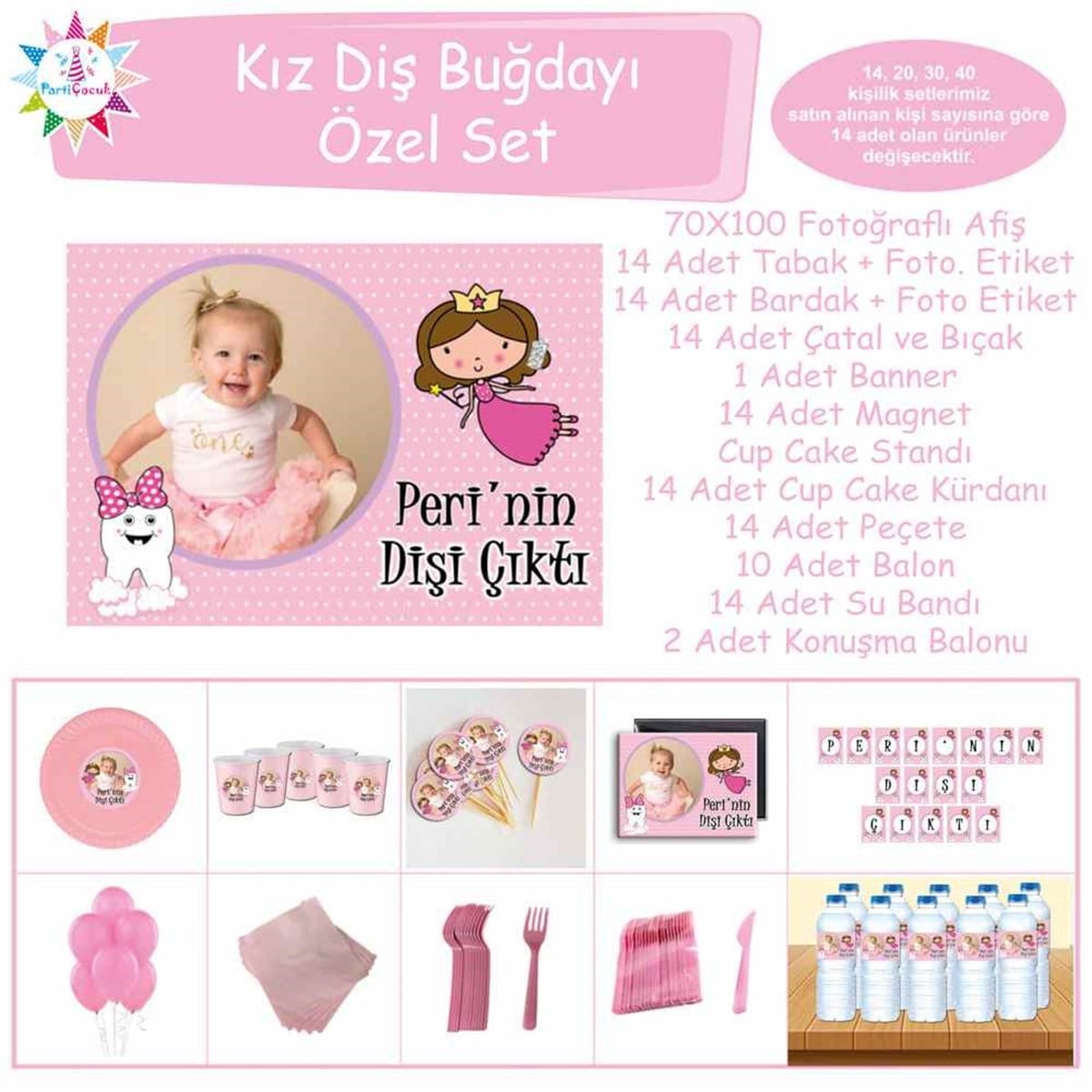 Diş Buğdayı Fiyonklu Pembe Diş Özel Set 
