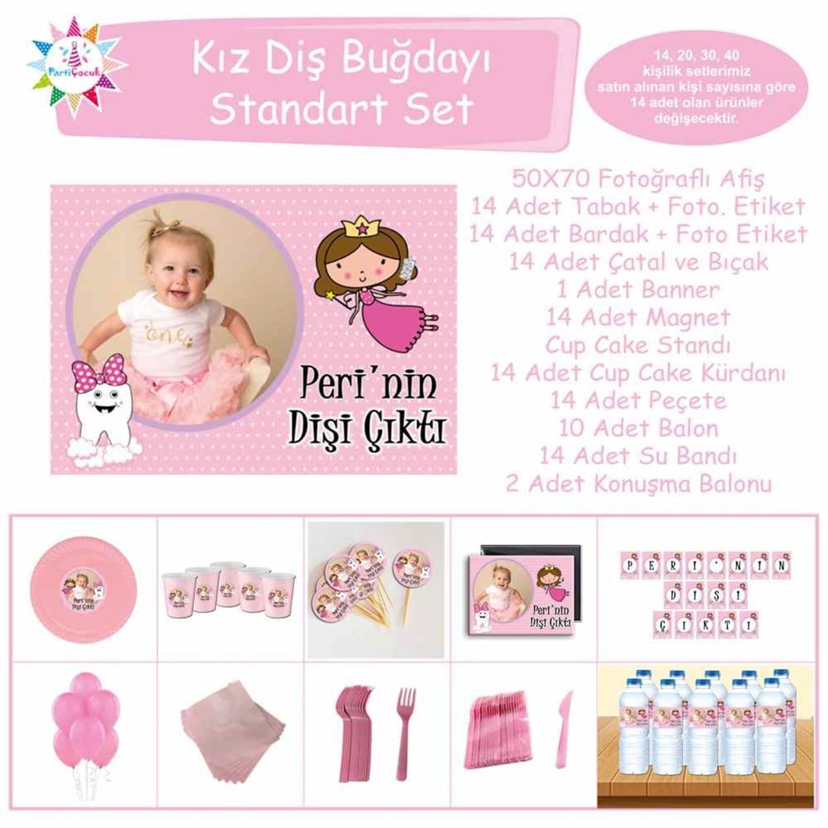 Diş Buğdayı Fiyonklu Pembe Diş Standart Set 