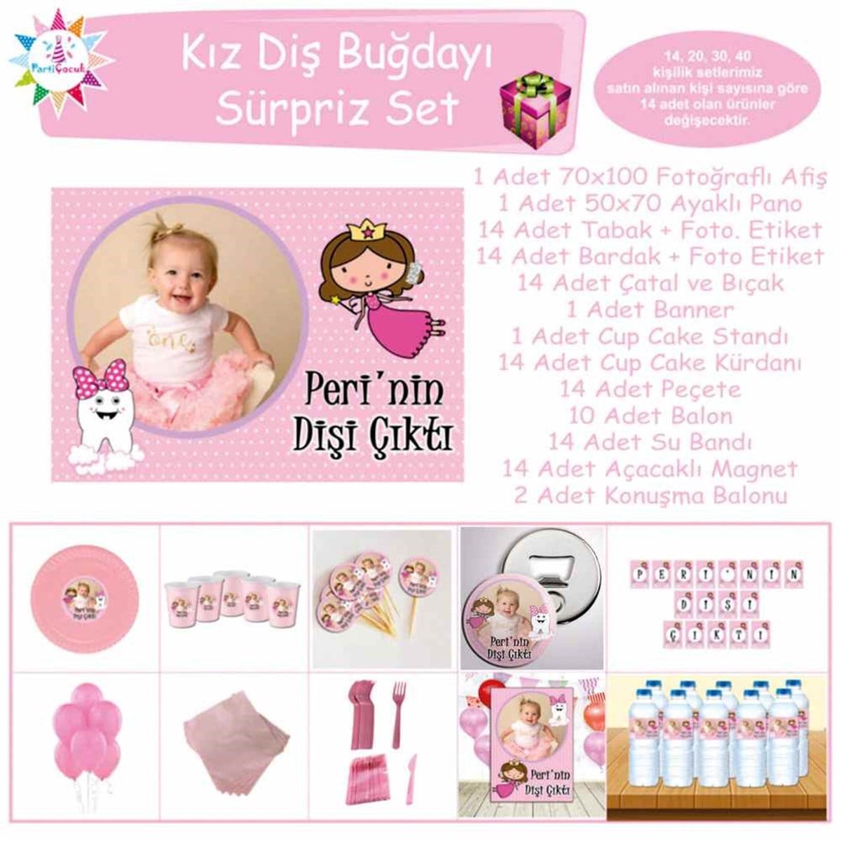 Diş Buğdayı Fiyonklu Pembe Diş Süpriz Set 