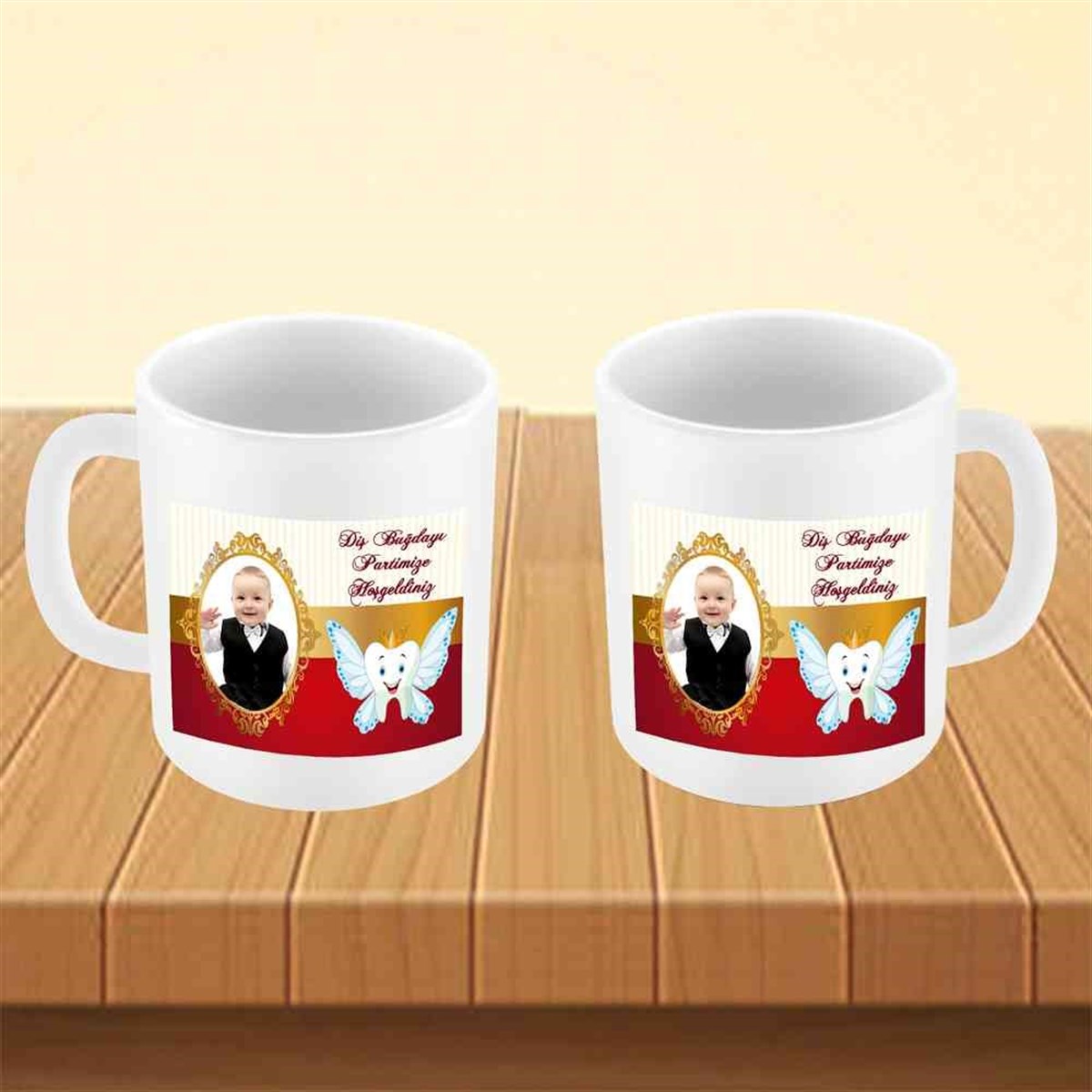 Diş Buğdayı Gold Kırmızı Melek Dişli Kupa Bardak Mug  