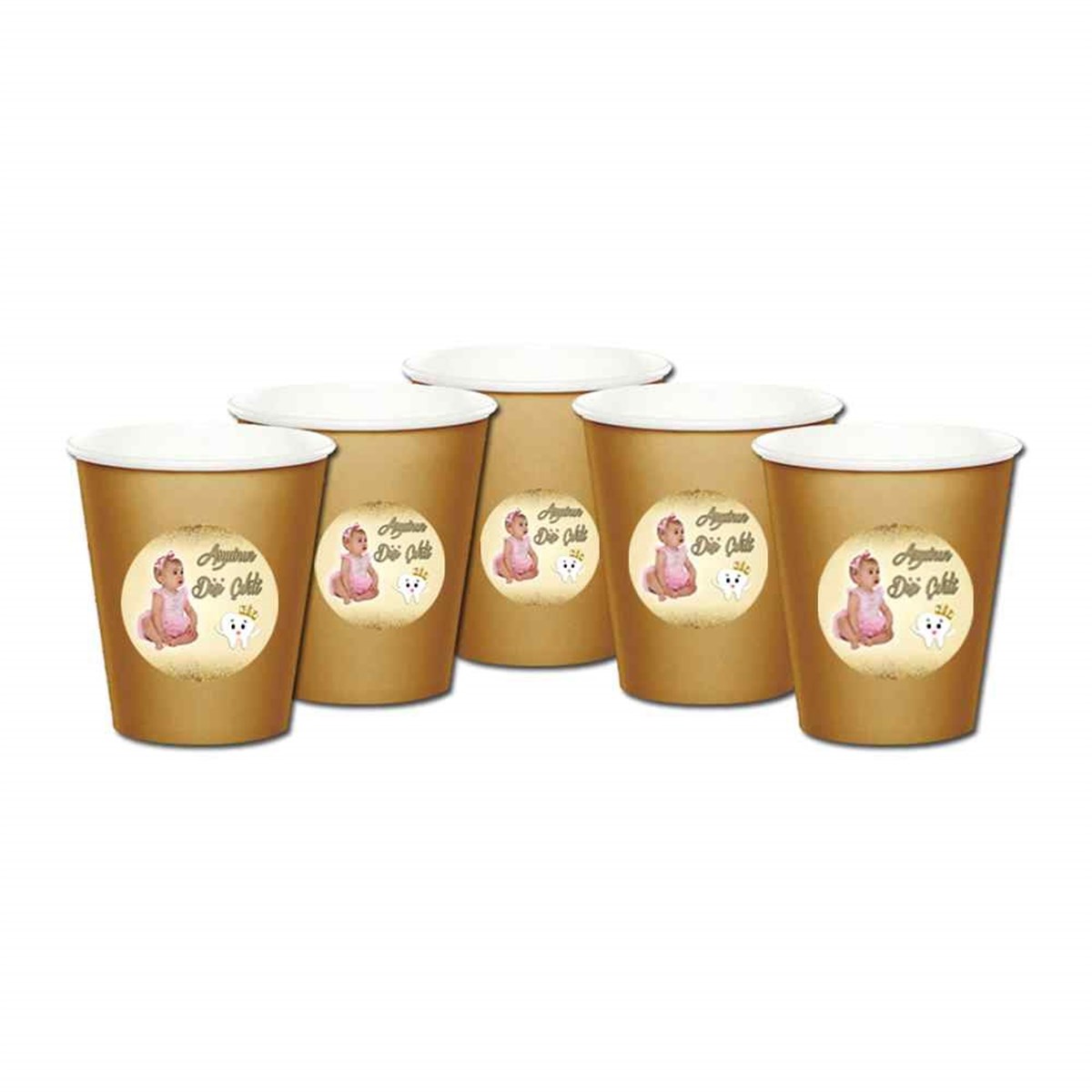 Diş Buğdayı Gold Taçlı Parti Seti Bardak 5 Adet 