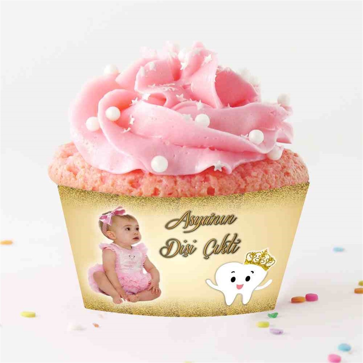 Diş Buğdayı Gold Taçlı Parti Seti Cupcake Sargısı 