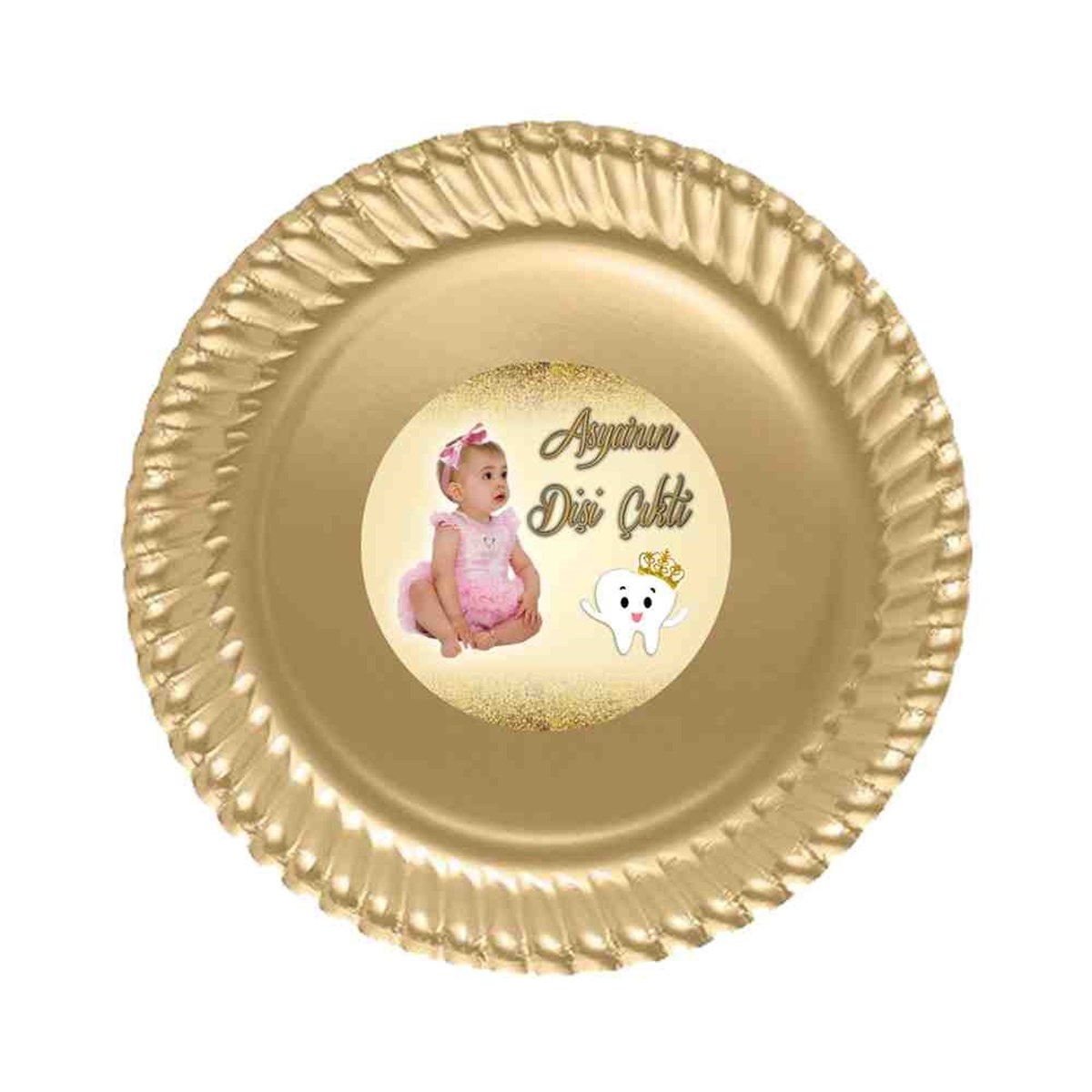 Diş Buğdayı Gold Taçlı Parti Seti Etiketli Tabak 