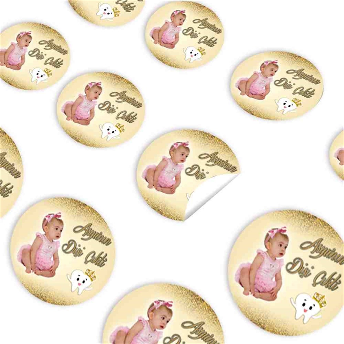 Diş Buğdayı Gold Taçlı Parti Seti Sticker 30 Adet 