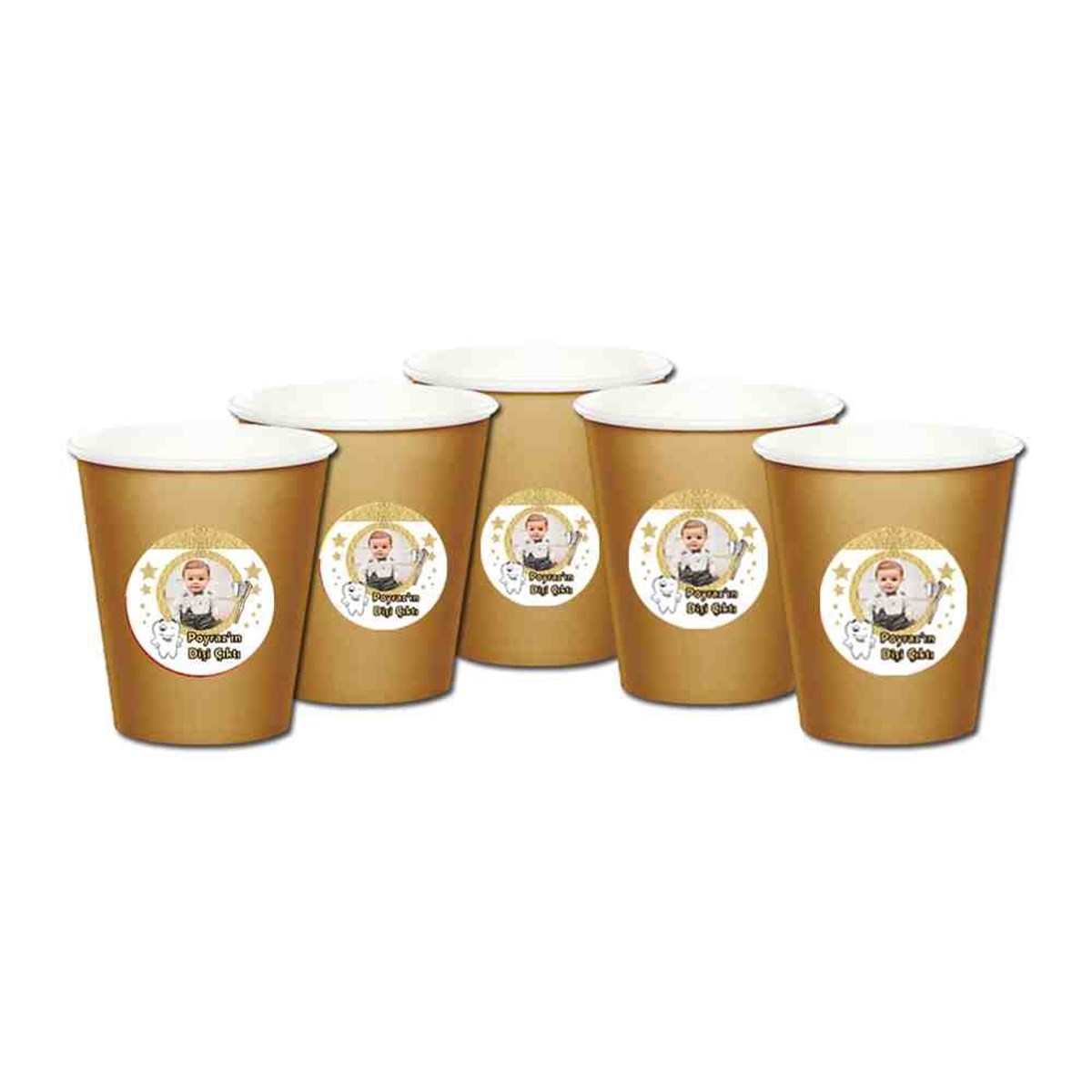 Diş Buğdayı Gold Yıldızlı Diş Bardak 5 Adet 