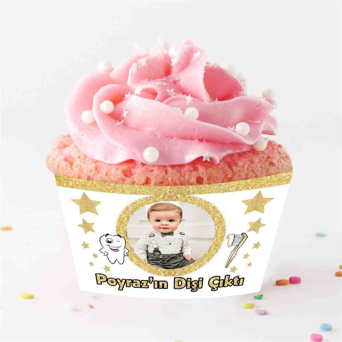 Diş Buğdayı Gold Yıldızlı Diş Cupcake Sargısı 