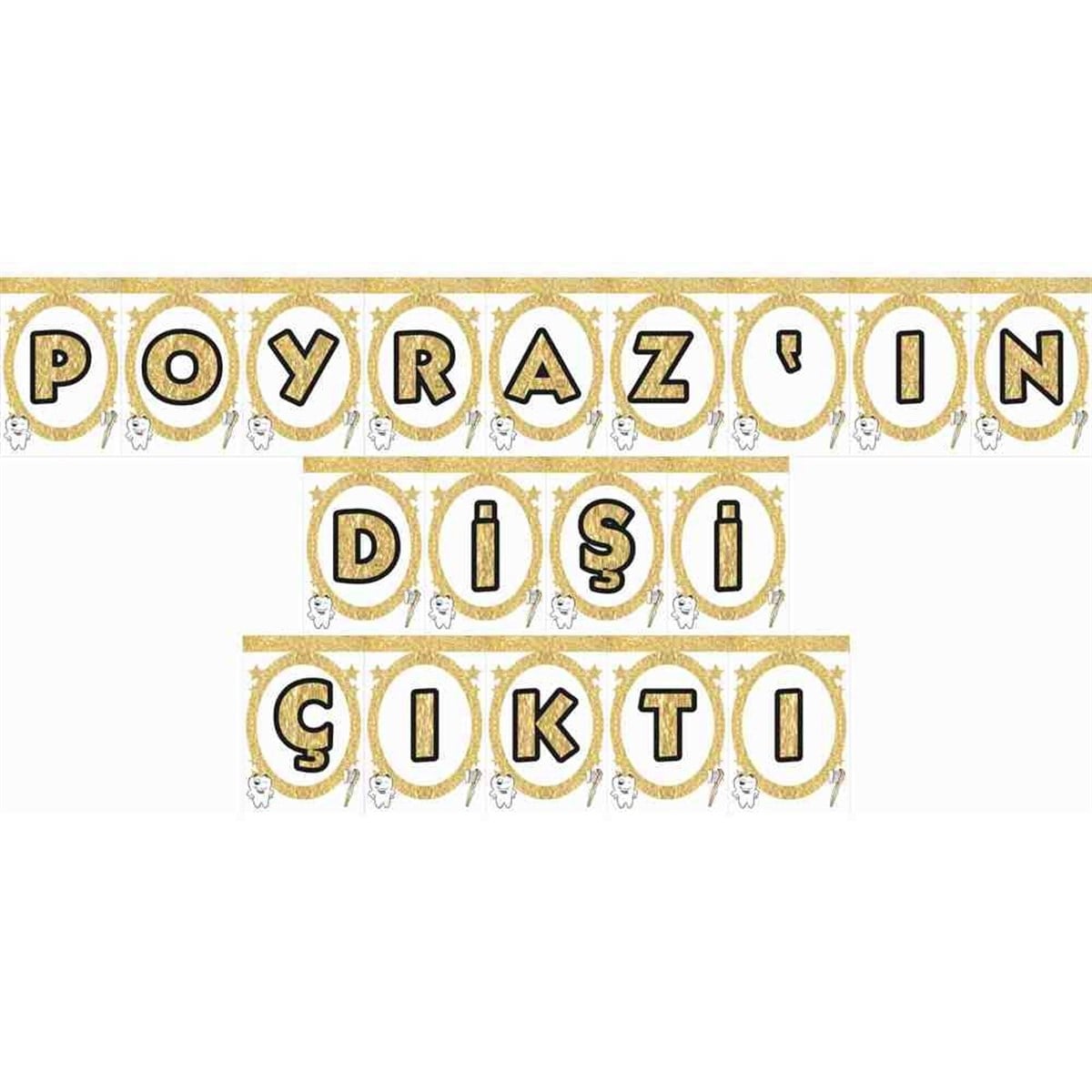 Diş Buğdayı Gold Yıldızlı Diş Parti Seti Harf Banner 