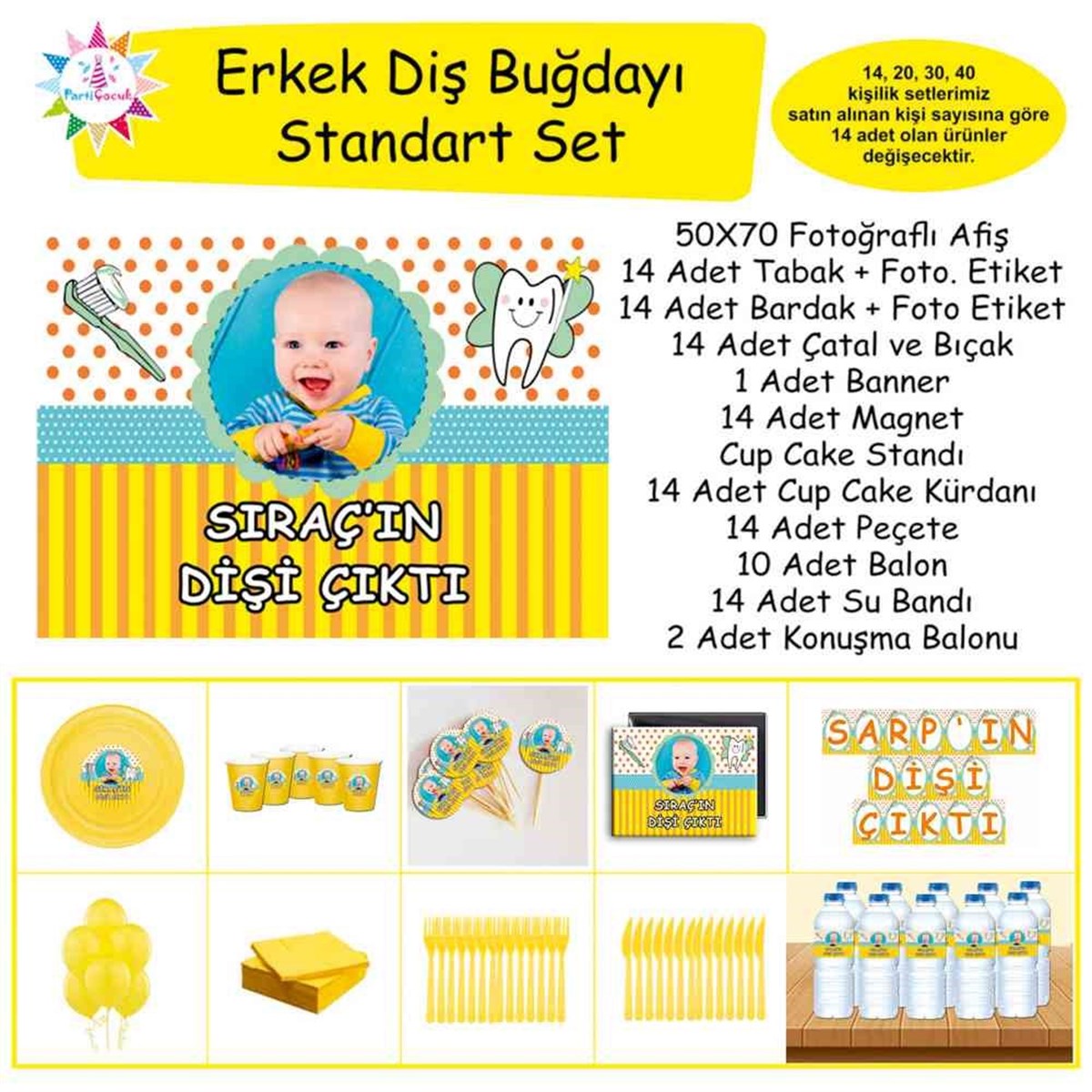 Diş Buğdayı Kavuniçi Diş Partisi Standart Set 