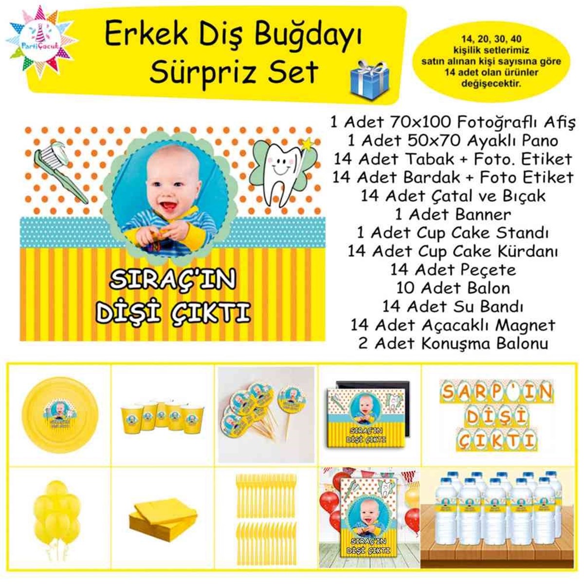 Diş Buğdayı Kavuniçi Diş Partisi Sürpriz Set 