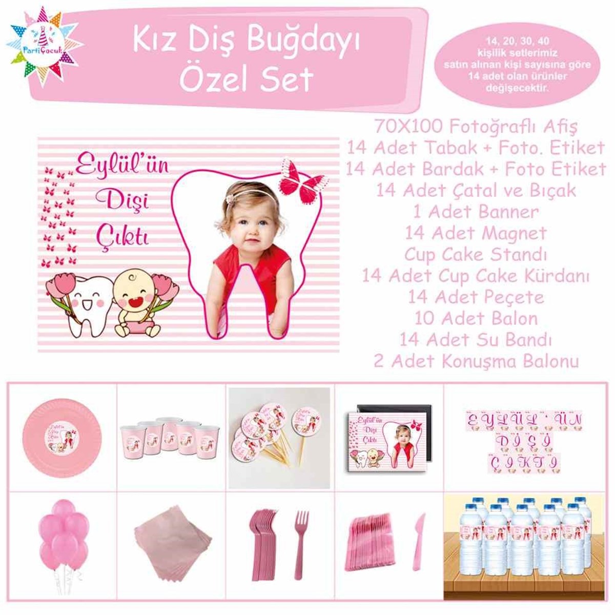 Diş Buğdayı Kırmızı Kelebekli Parti Seti Özel Set 