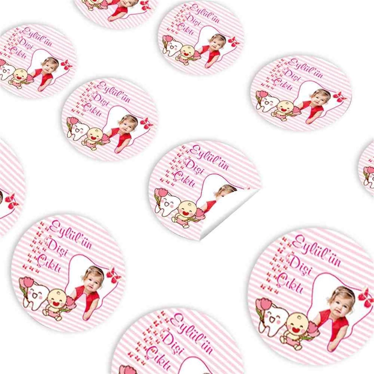 Diş Buğdayı Kırmızı Kelebekli Parti Seti Sticker 30 Adet 