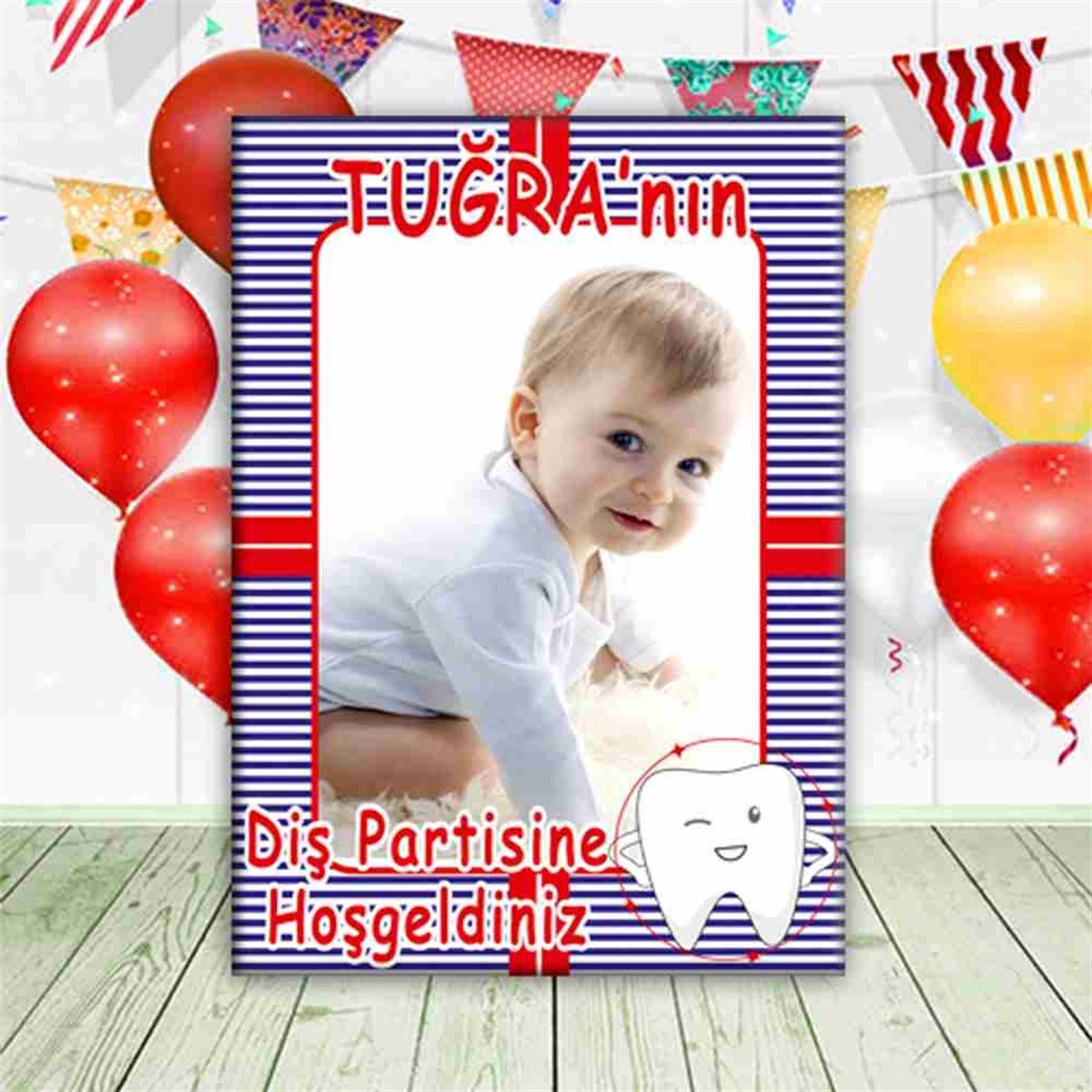 Diş Buğdayı Kırmızı Kelebekli Parti Seti Ayaklı Pano 