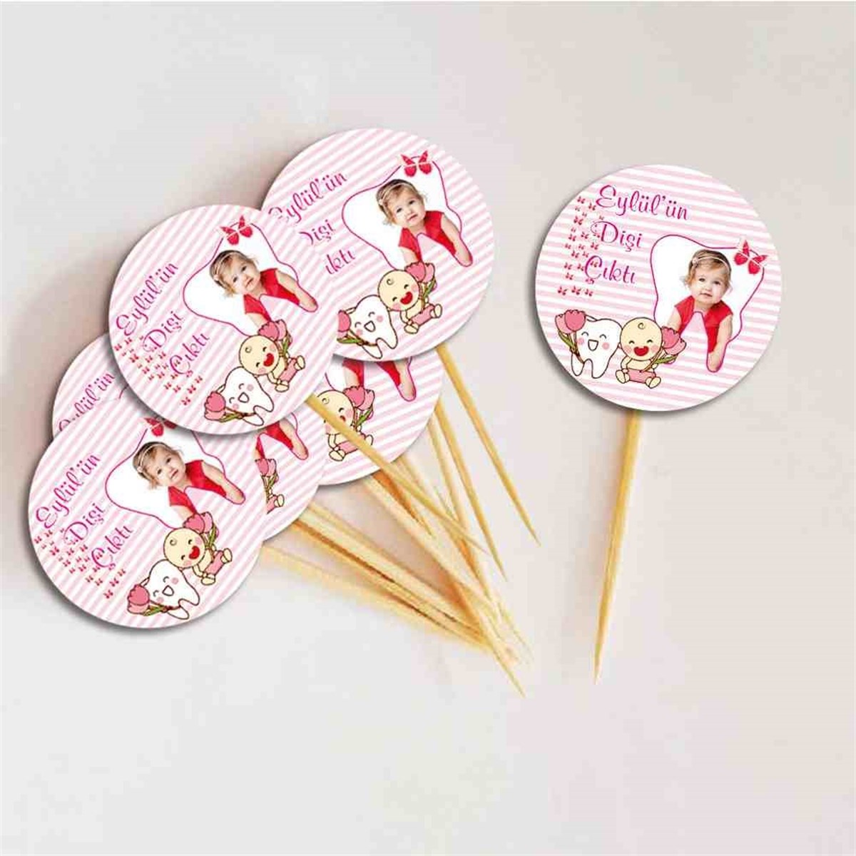 Diş Buğdayı Kırmızı Kelebekli Parti Seti Cupcake Kurdanı 