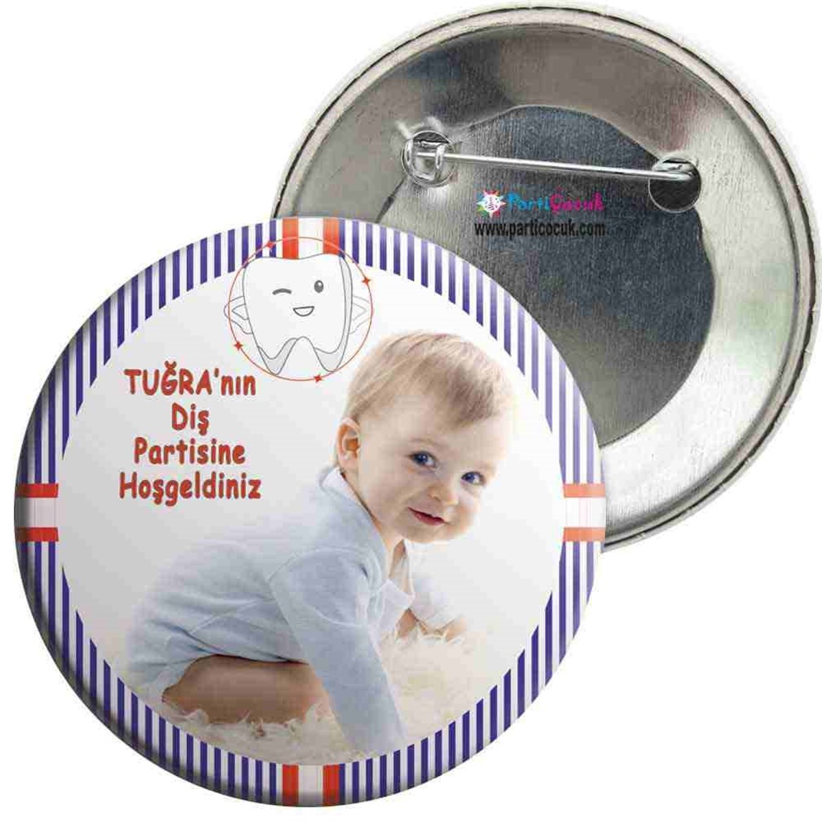 Diş Buğdayı Kırmızı Lacivert İğneli Rozet 