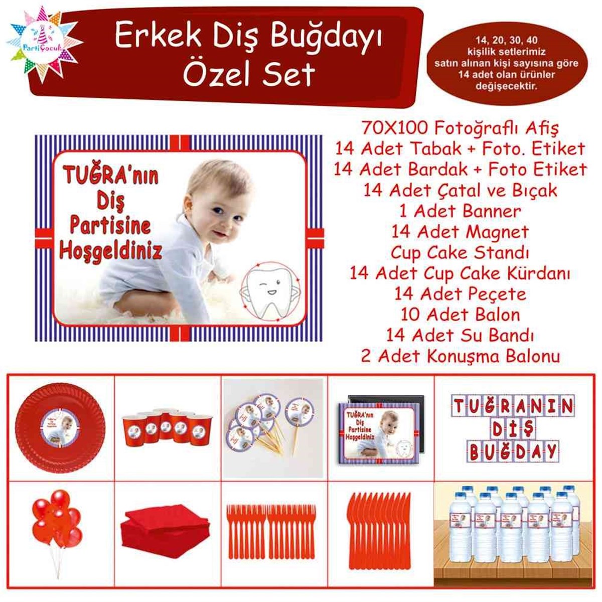 Diş Buğdayı Kırmızı Lacivert Özel Set 