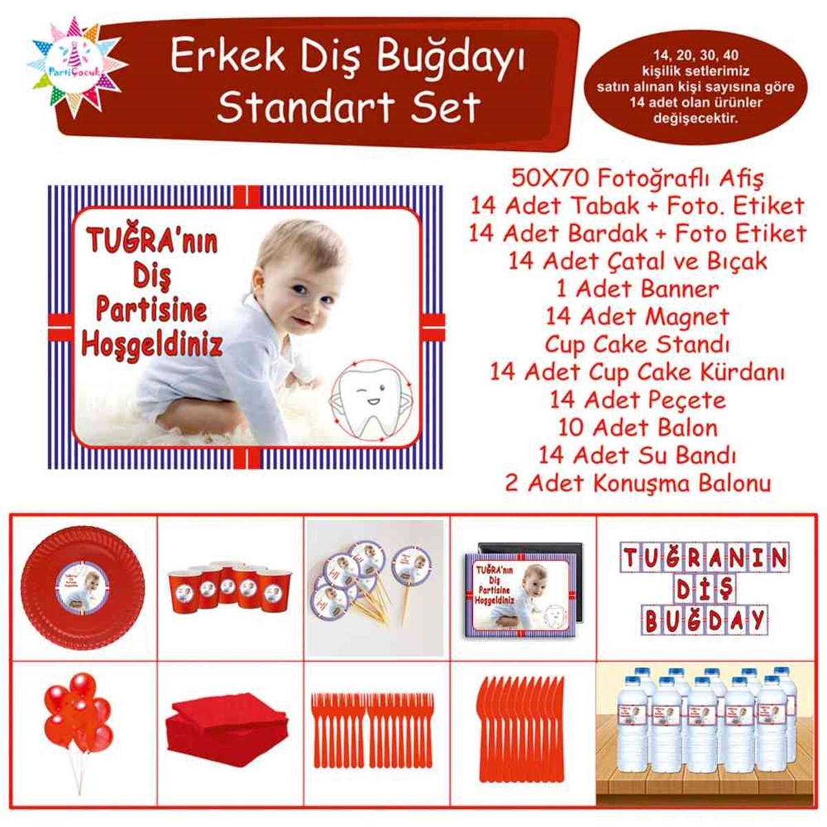 Diş Buğdayı Kırmızı Lacivert Standart Set 