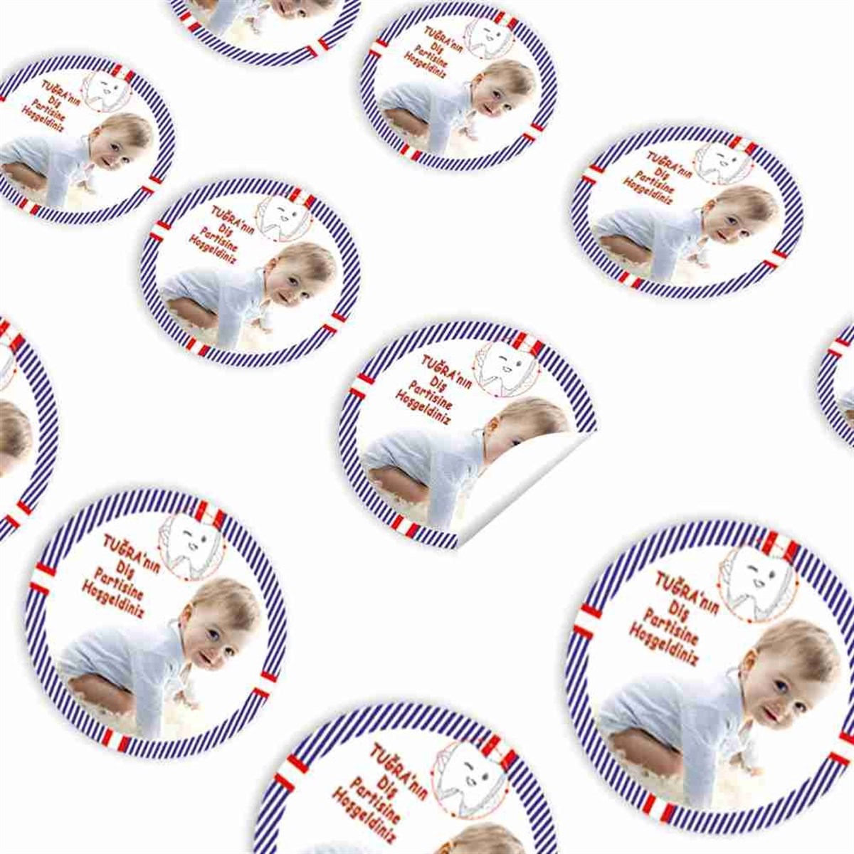 Diş Buğdayı Kırmızı Lacivert Sticker 30 Adet 