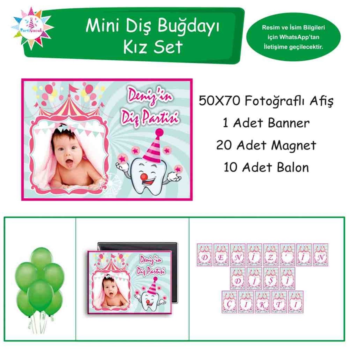 Diş Buğdayı Kırmızı Şapkalı ve Güllü Mini Set 