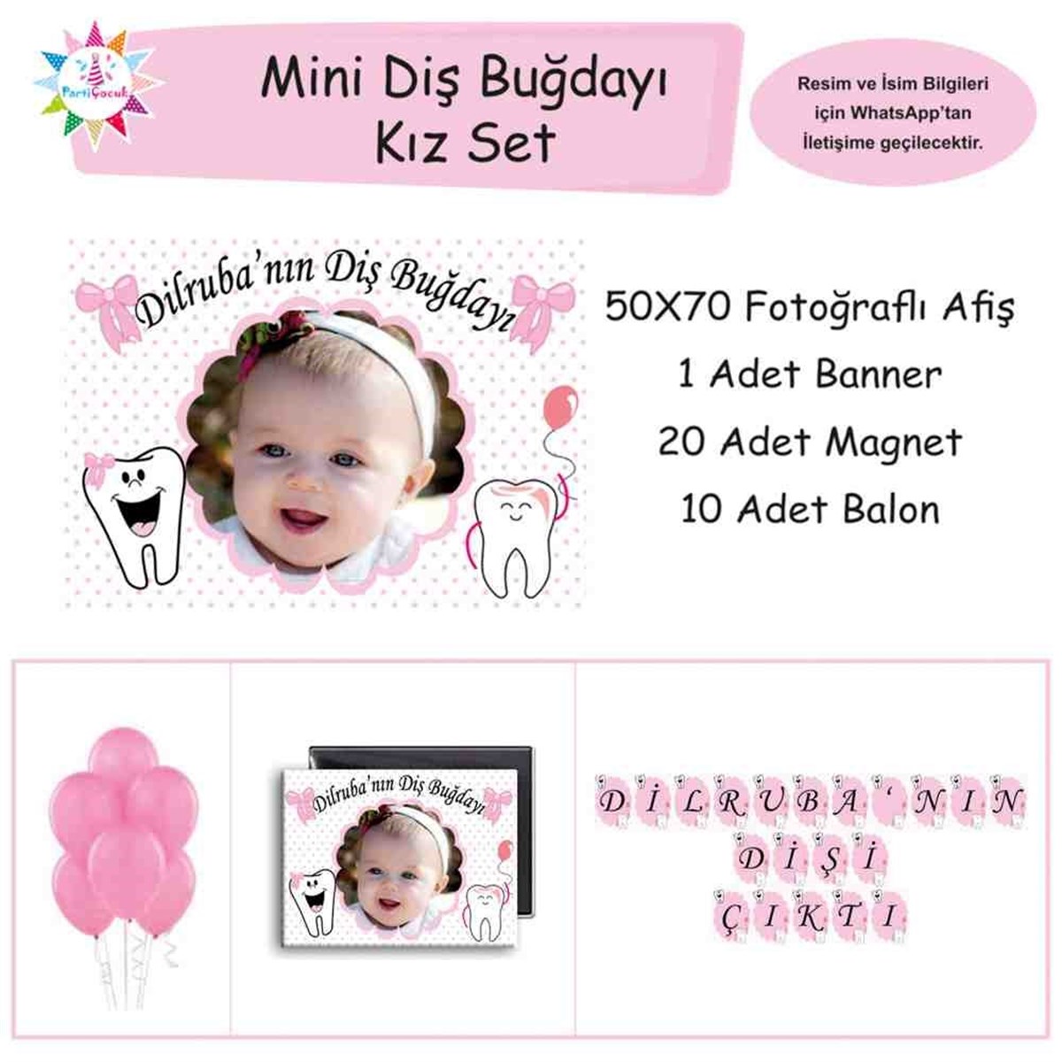 Diş Buğdayı Kırmızı ve Desenli Parti Süsü Mini Set 