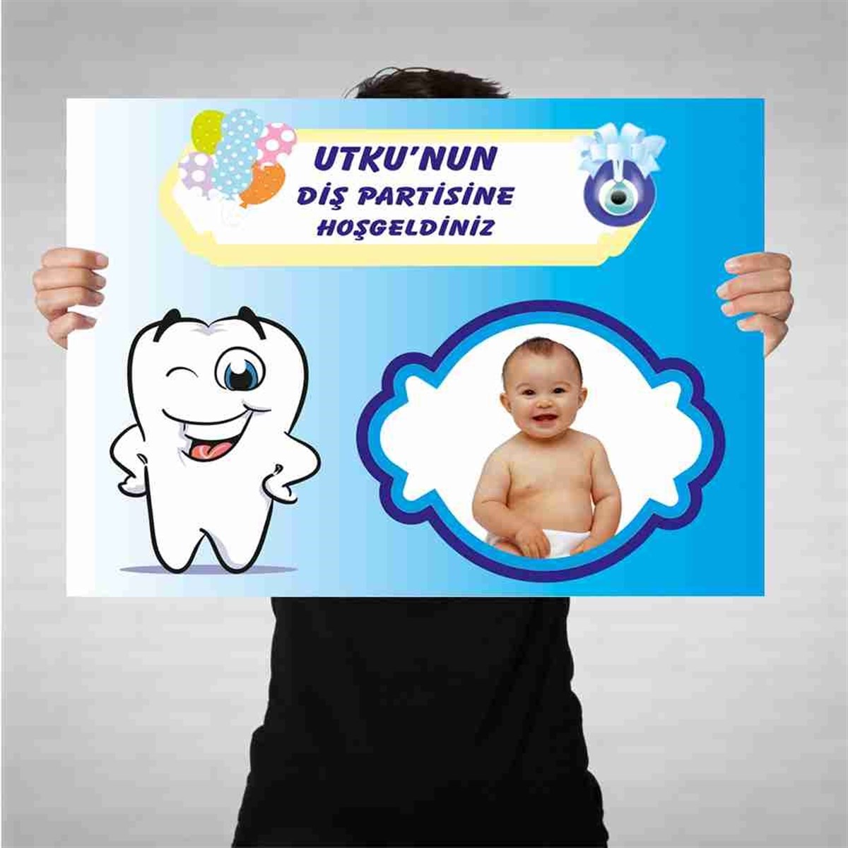 Diş Buğdayı Komik Mavi Bez Afiş 