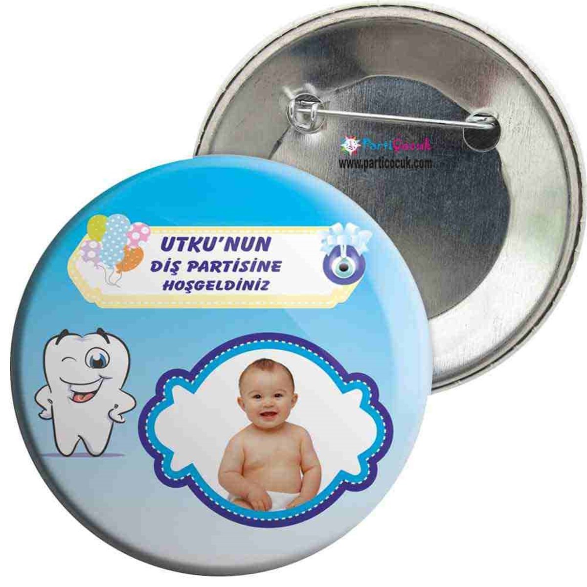 Diş Buğdayı Komik Mavi İğneli Rozet 