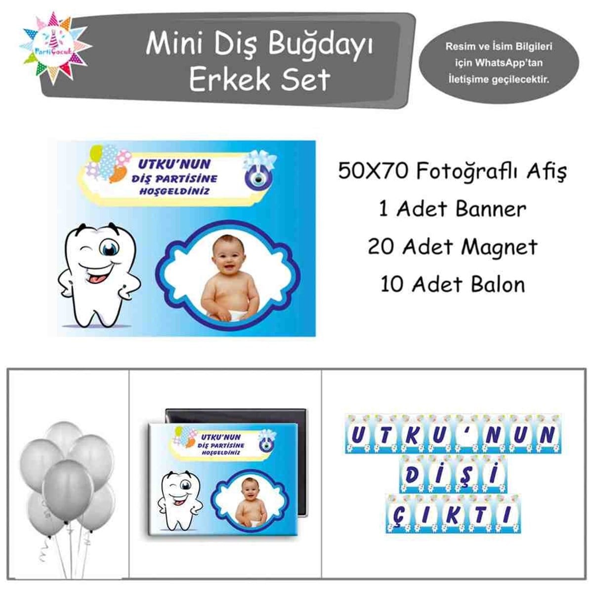 Diş Buğdayı Komik Mavi Mini Set 