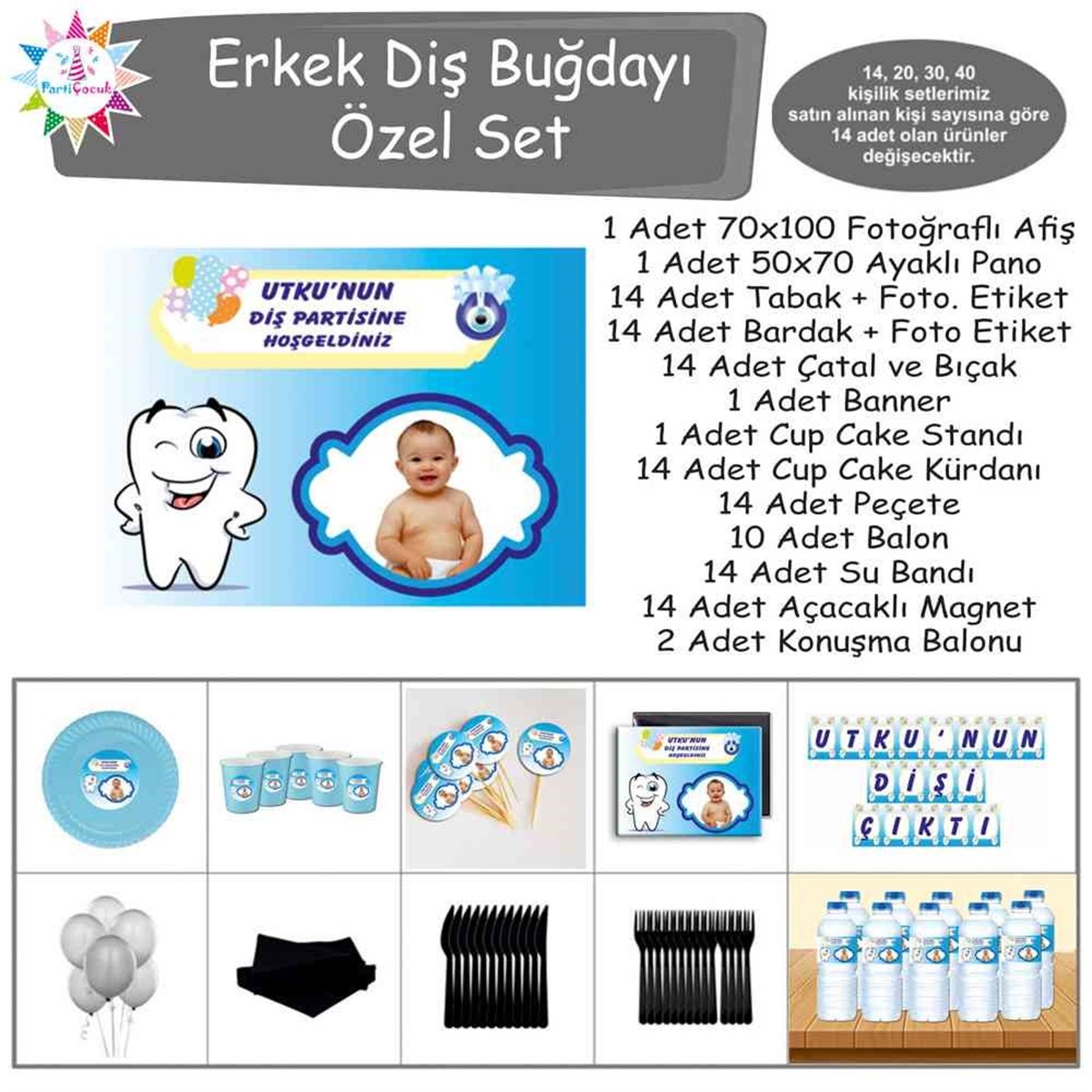 Diş Buğdayı Komik Mavi Özel Set 