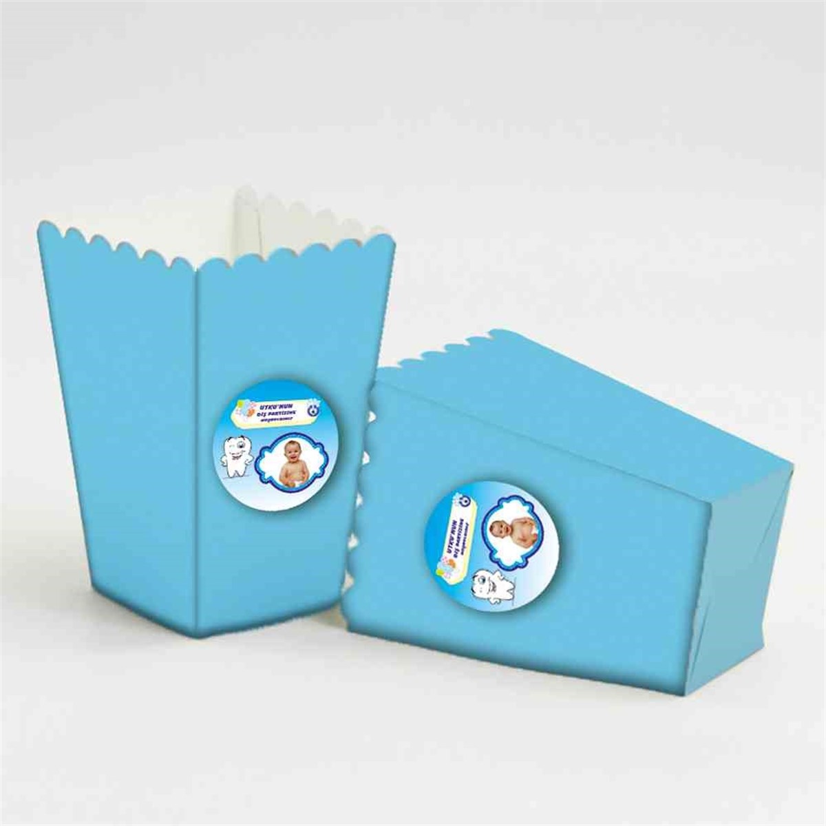 Diş Buğdayı Komik Mavi Popcorn Kutusu 10 Adet  