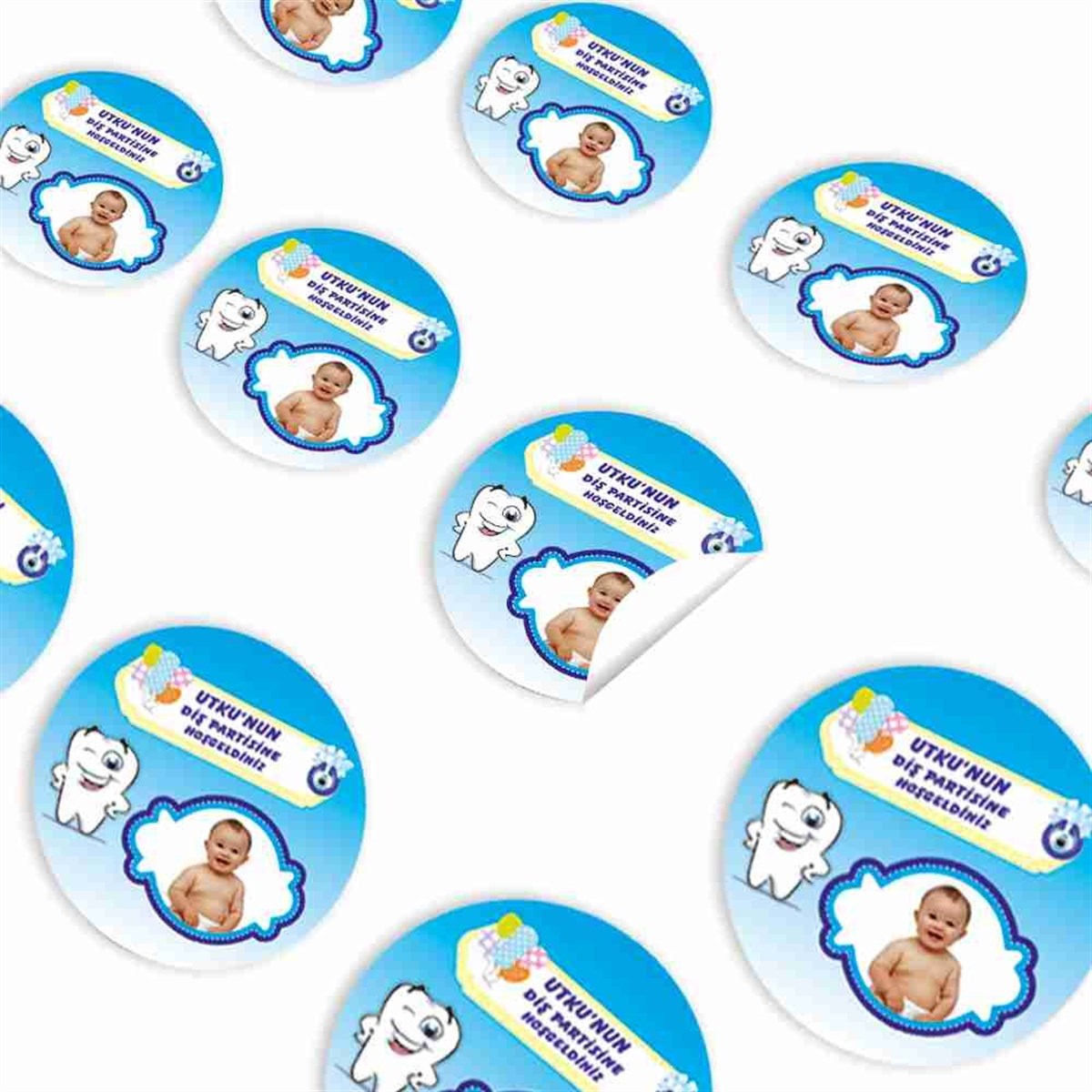 Diş Buğdayı Komik Mavi Sticker 30 Adet 