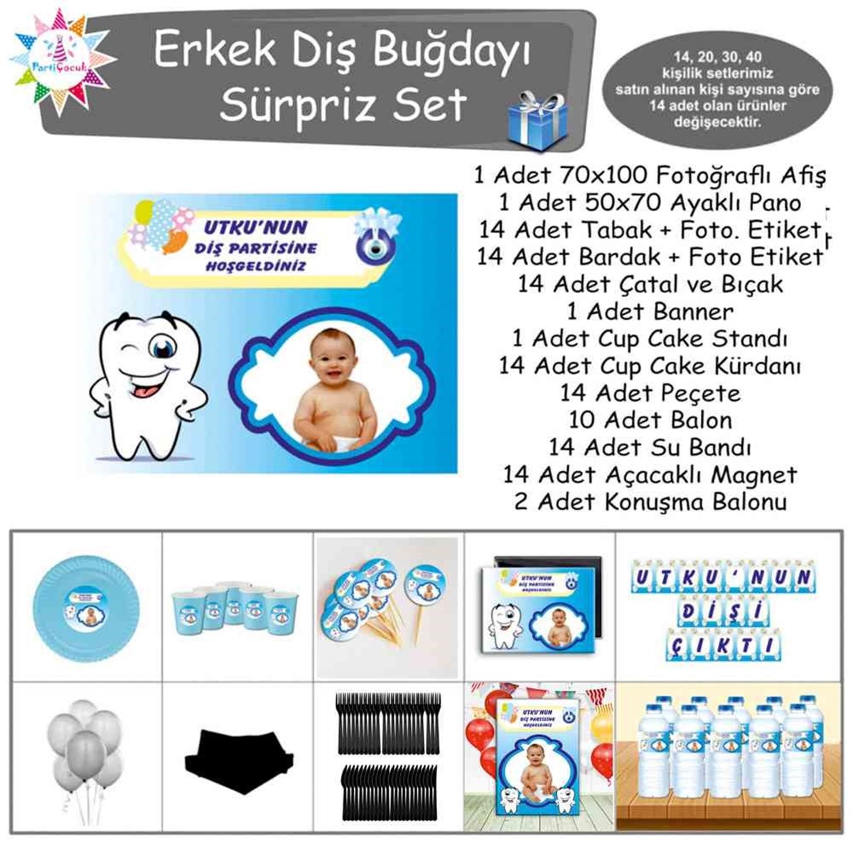 Diş Buğdayı Komik Mavi Sürpriz Set 