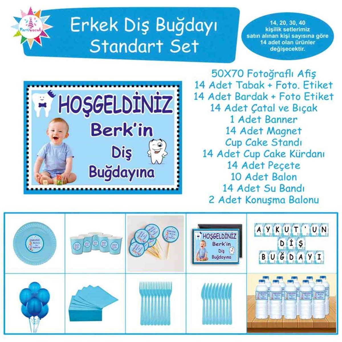 Diş Buğdayı Mavi Taçlı Standart Set 