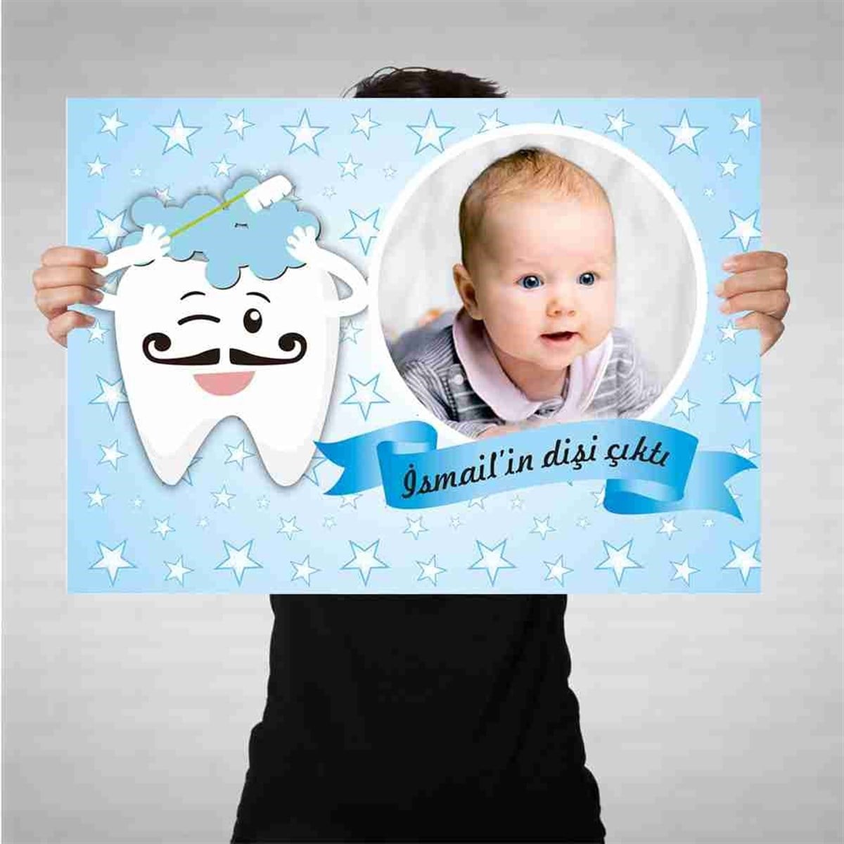 Diş Buğdayı Mavi Yıldızlı Bez Afiş 