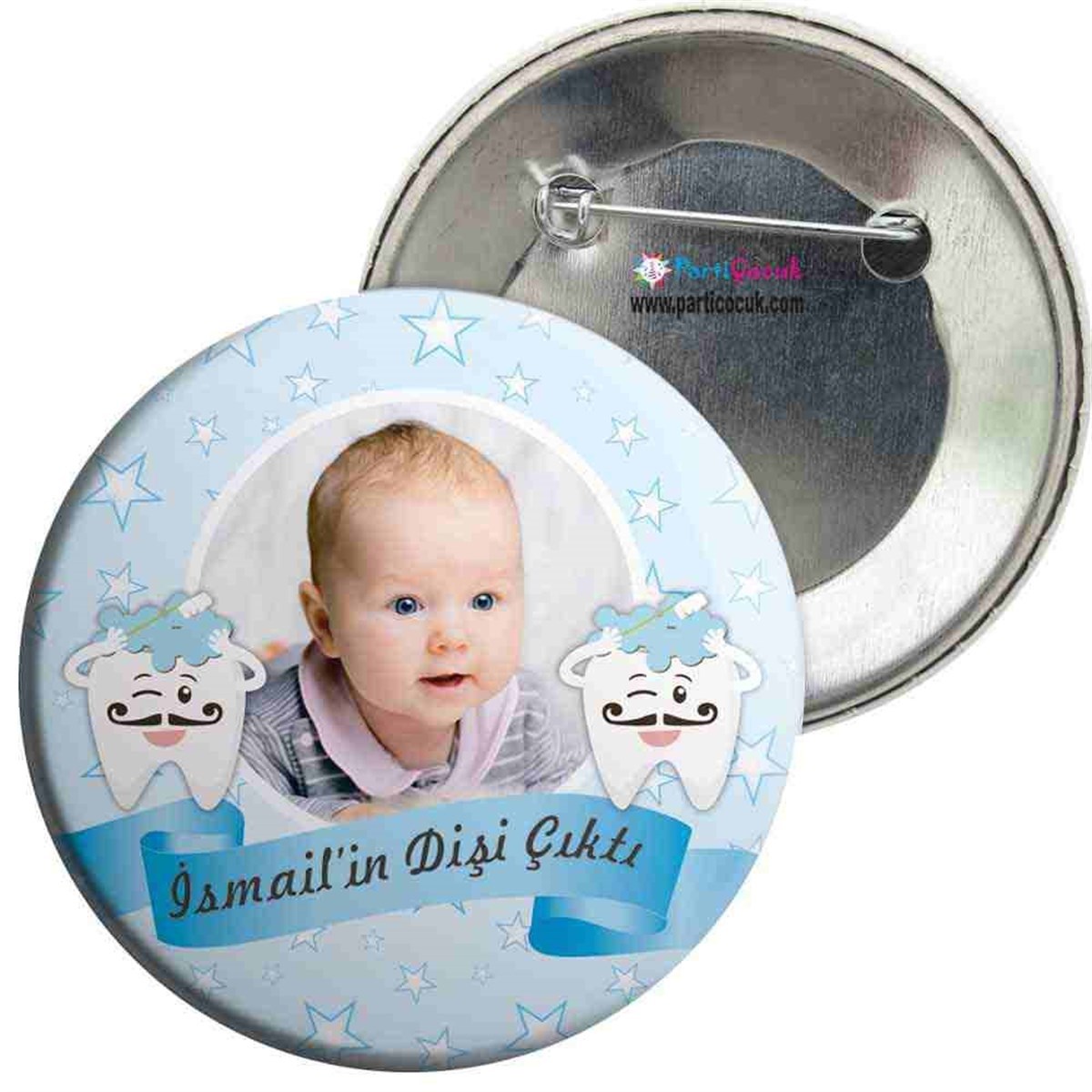 Diş Buğdayı Mavi Yıldızlı İğneli Rozet 