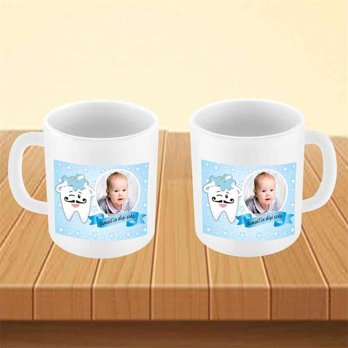 Diş Buğdayı Mavi Yıldızlı Kupa Bardak Mug  