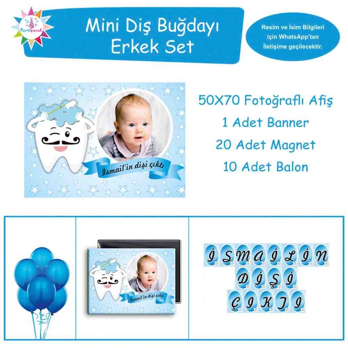 Diş Buğdayı Mavi Yıldızlı Mini Set 