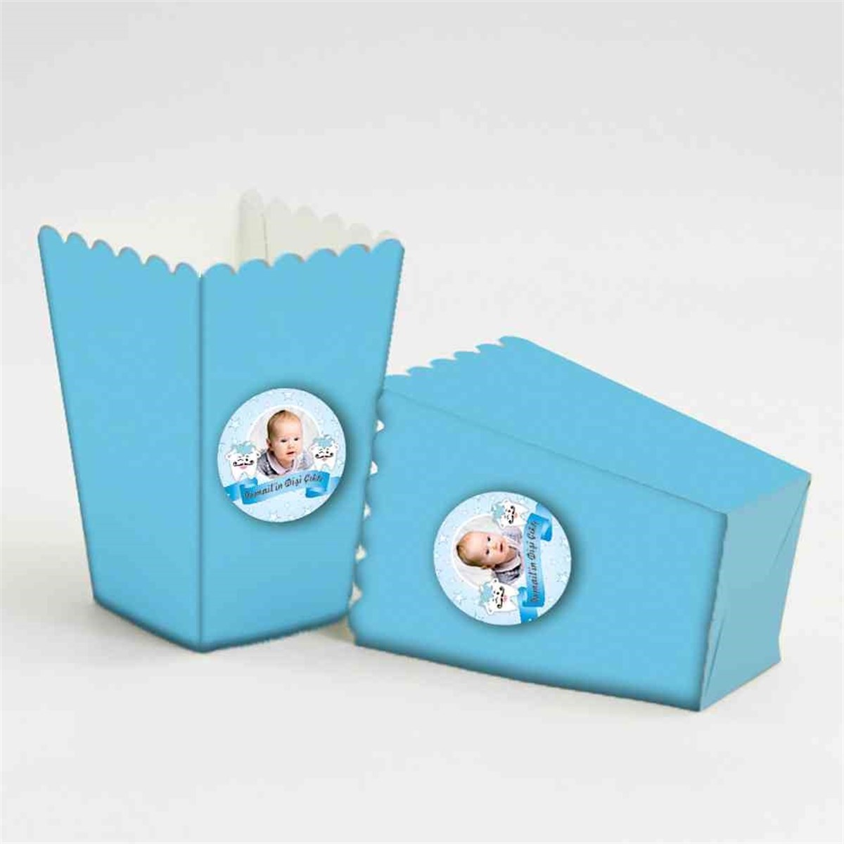 Diş Buğdayı Mavi Yıldızlı Popcorn Kutusu 10 Adet  