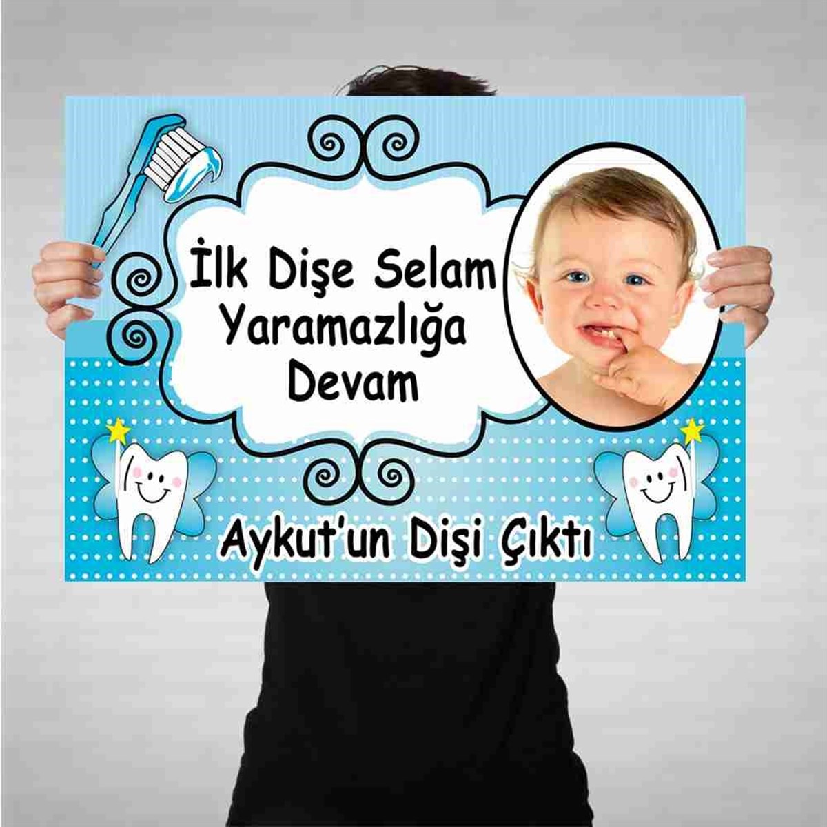 Diş Buğdayı Melek Mavi Dişler Bez Afiş 