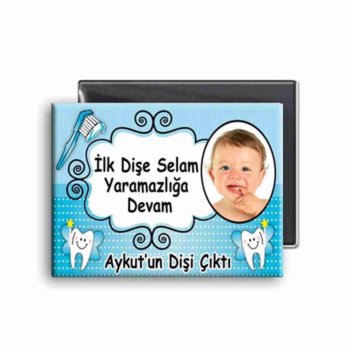 Diş Buğdayı Melek Mavi Dişler Buzdolabı Magneti 